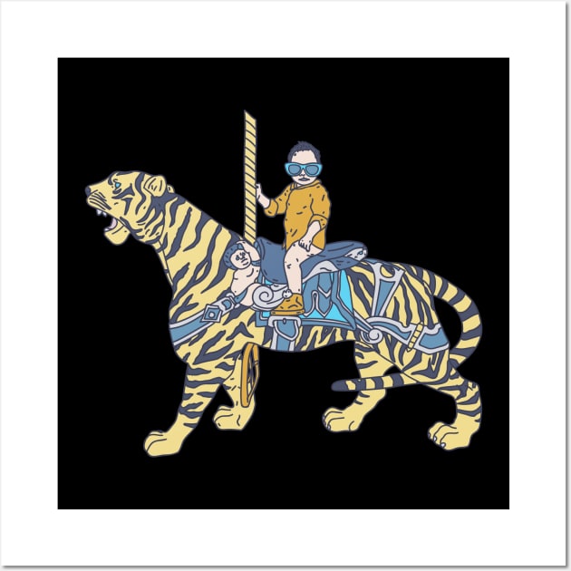 Lucid Dreaming - Merry Go Round - Tiger Baby Wall Art by DeWinnes